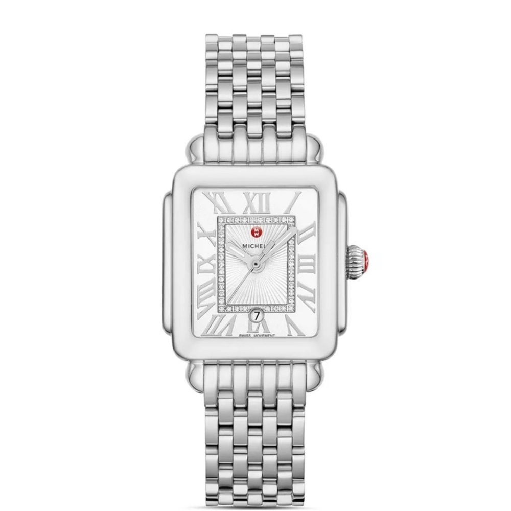 MICHELE Silver & White Diamond Watch